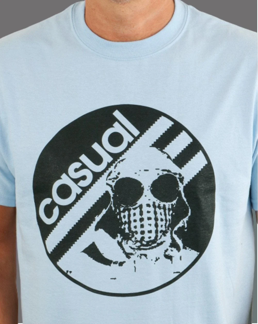 80s Casual Classics Goggle And Checked Scarf T-shirt Sky - Image 2