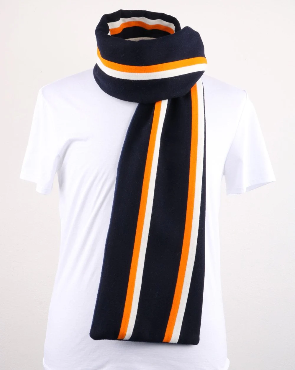 80s Casual Classics Princeton Scarf Navy/White/Orange - Image 2