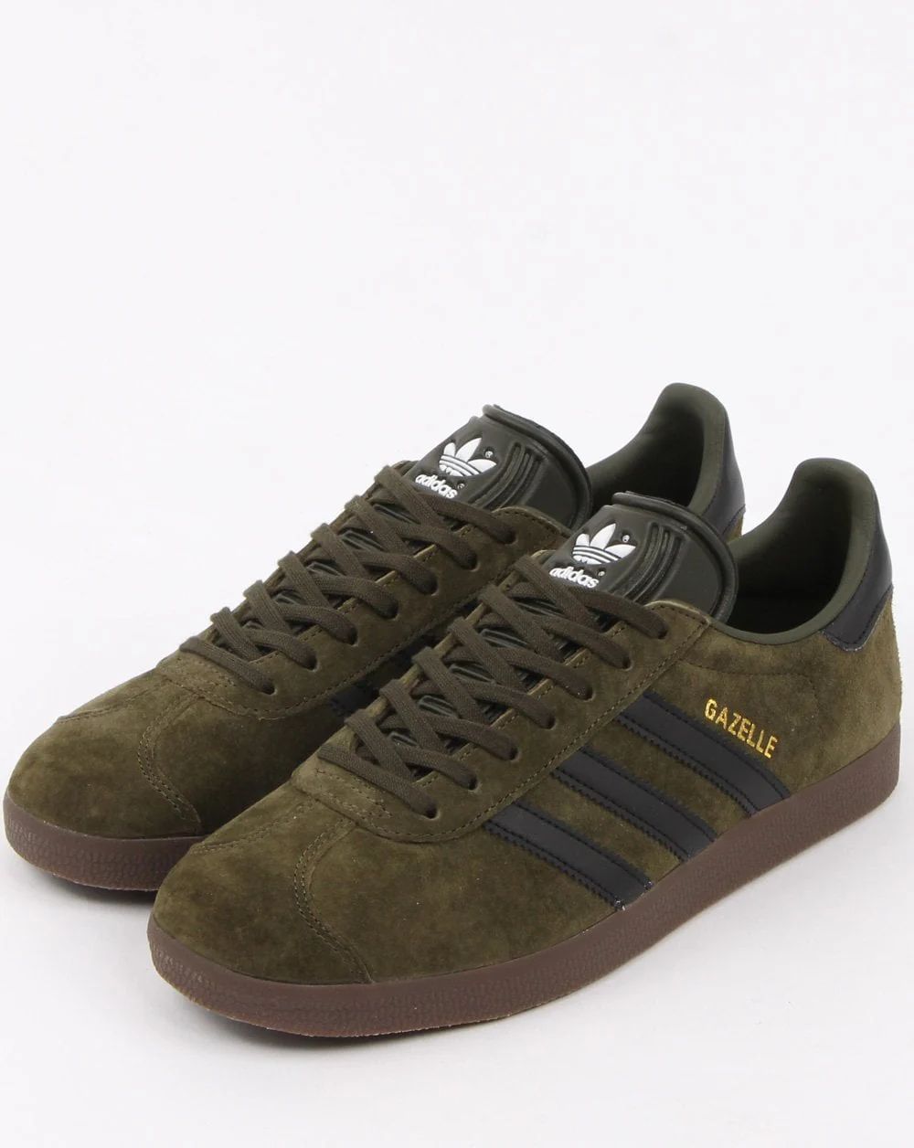 Adidas Gazelle Trainers Night Olive/Black/Gum - Image 3