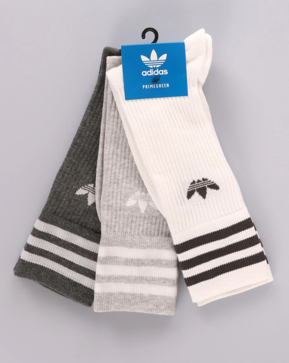 Adidas Originals Solid Crew Socks 3 Pack White/Grey