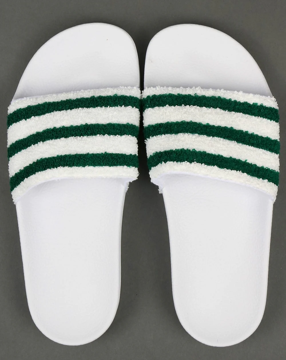 Adidas Premium Towelling Sliders White/Green - Image 3