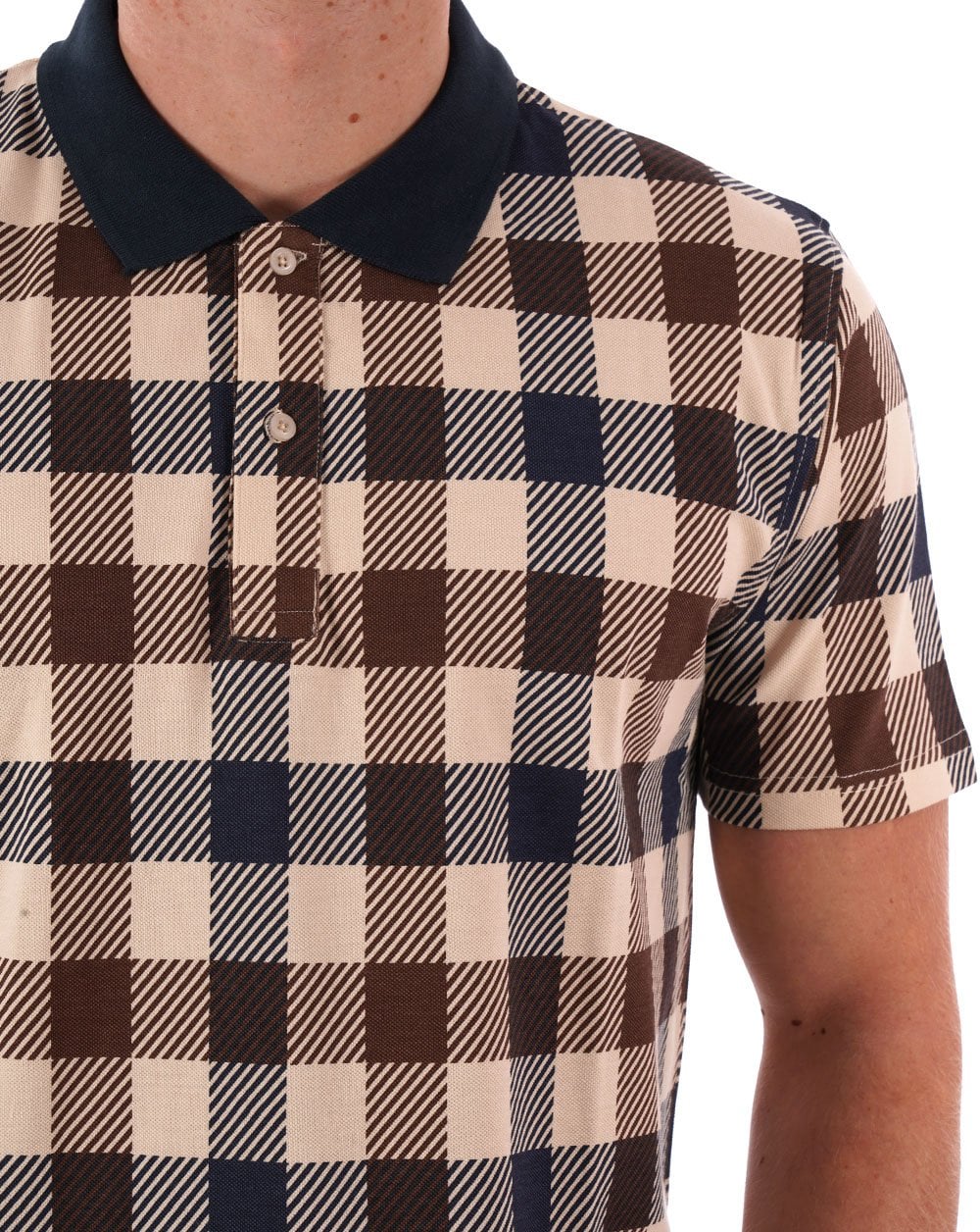 Aquascutum Macro Check Polo Navy - Image 2
