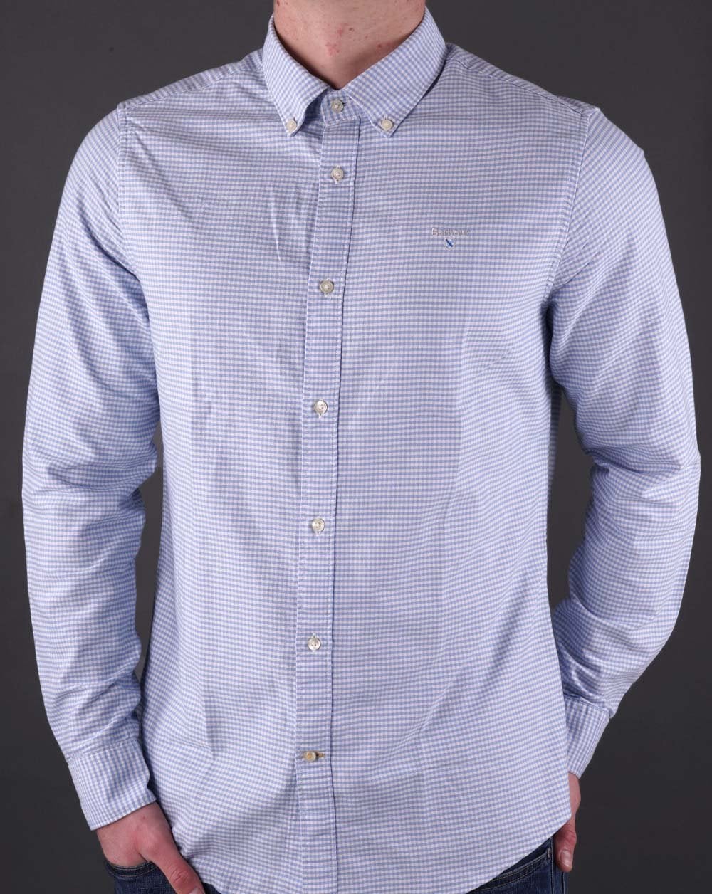 Barbour Gingham Oxtown Shirt Sky Blue - Image 3