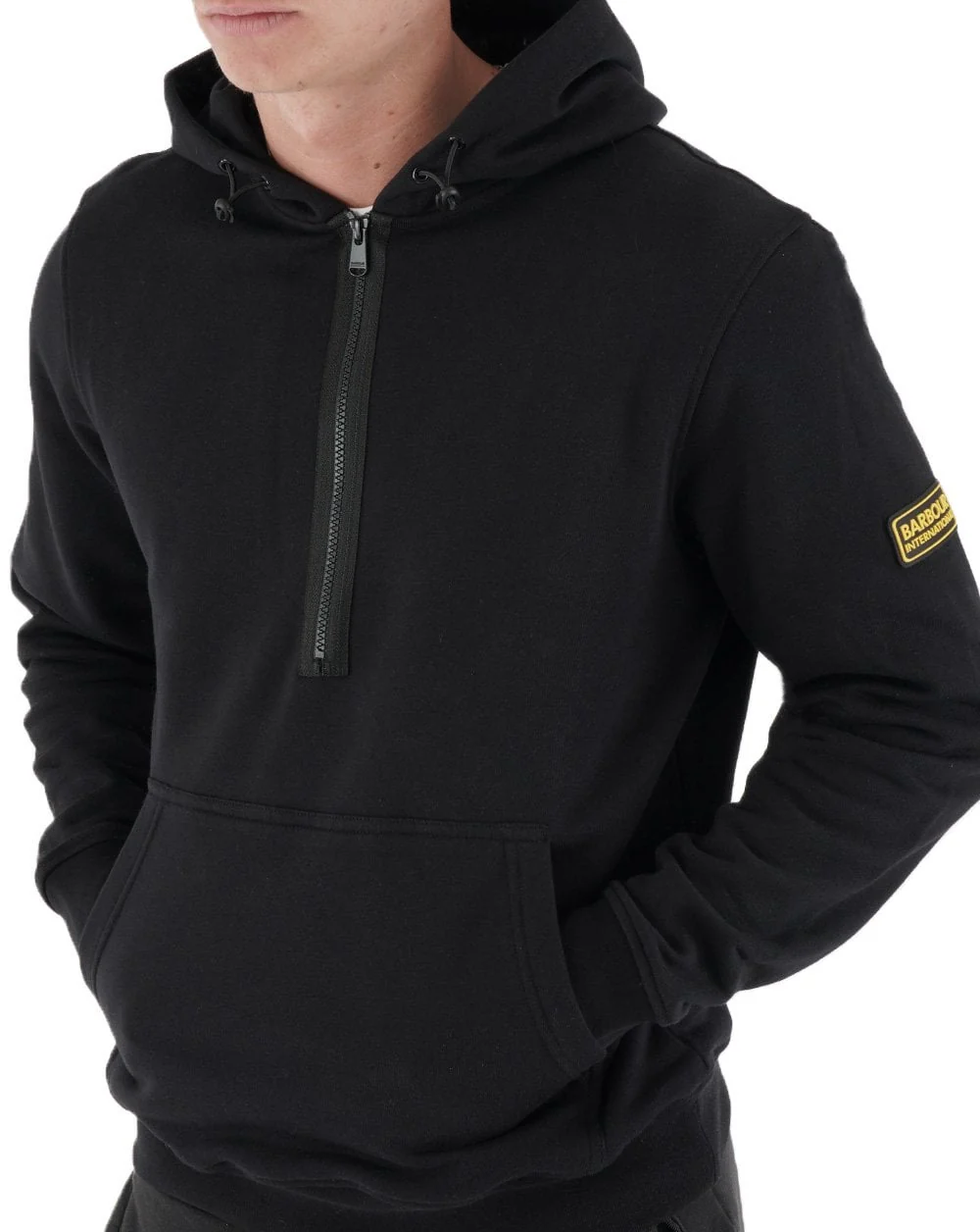 Barbour International Badge Half Zip Hoody Black - Image 3