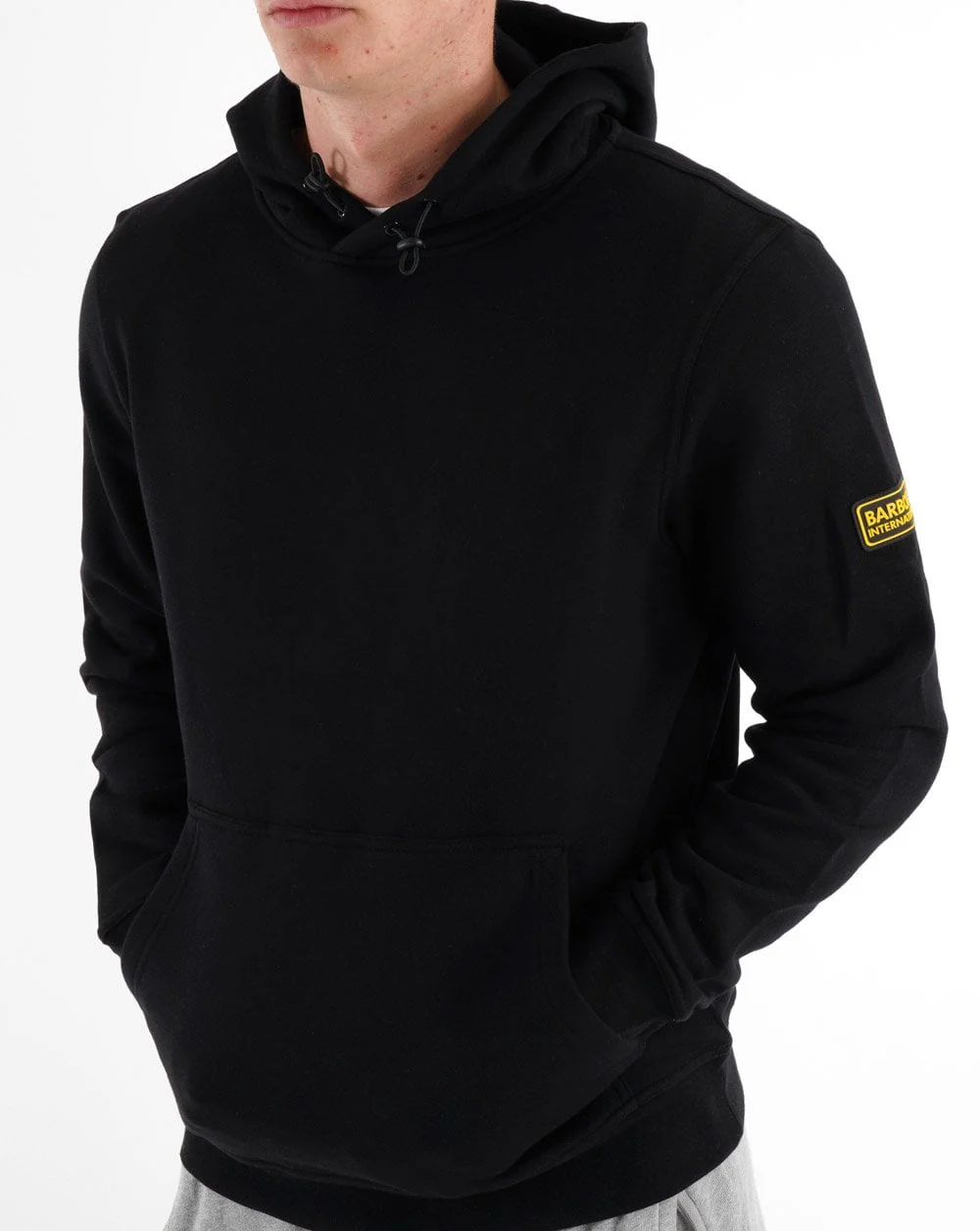 Barbour International Badge Hoodie Black - Image 2