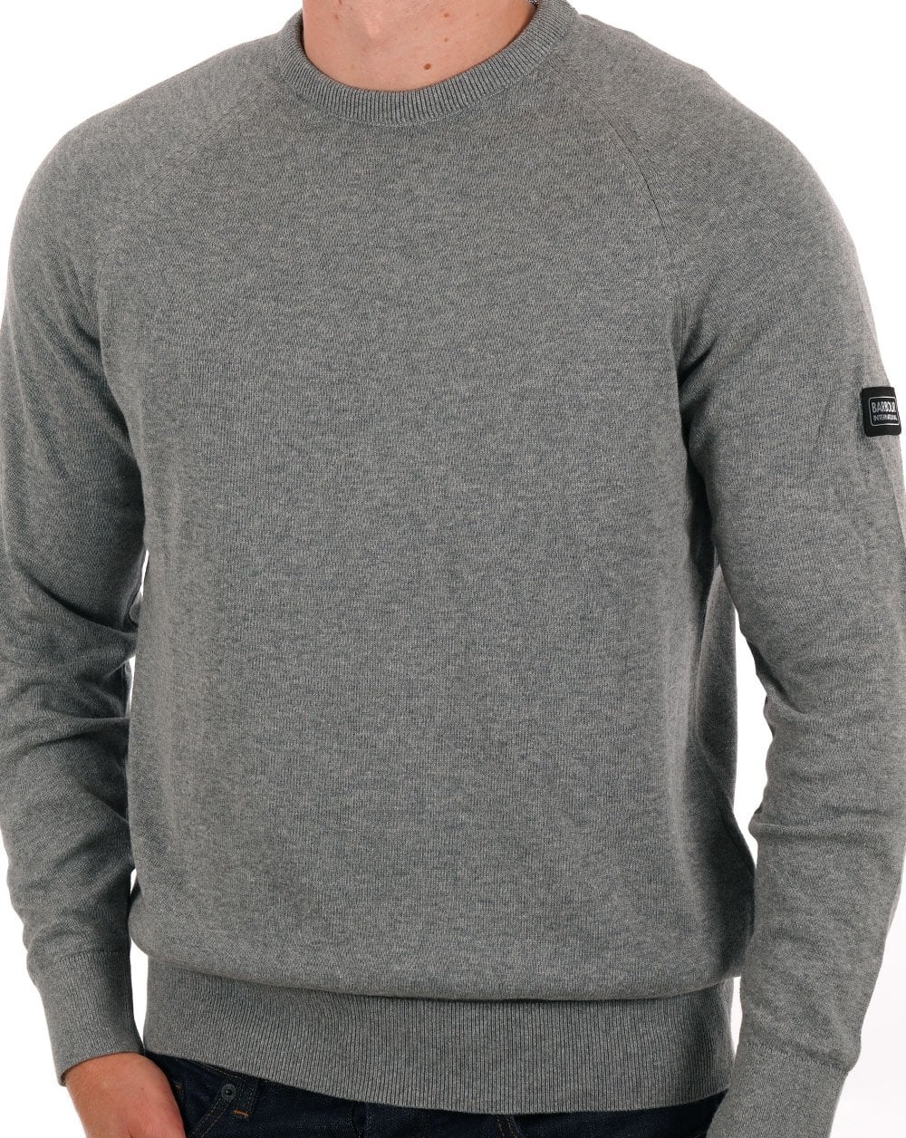 Barbour International Cotton Crew Knit Anthracite Marl