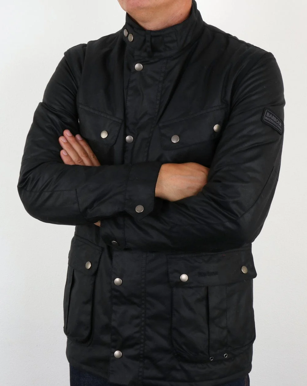 Barbour International Duke Wax Jacket Black - Image 3