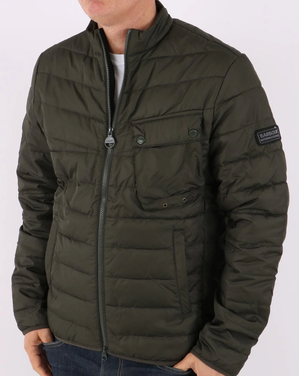 Barbour International Winter Chain Quilt Jacket Sage Green - Image 4