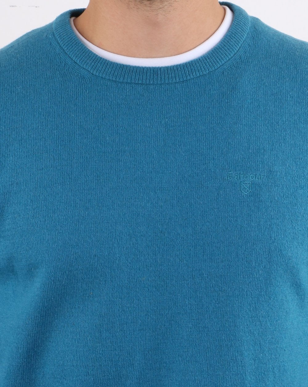 Barbour Lambswool Crew Neck knit Blue - Image 4