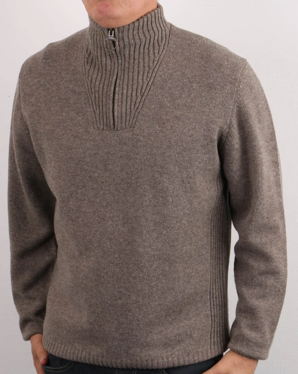 Barbour Lambswool Half Zip Dark Stone