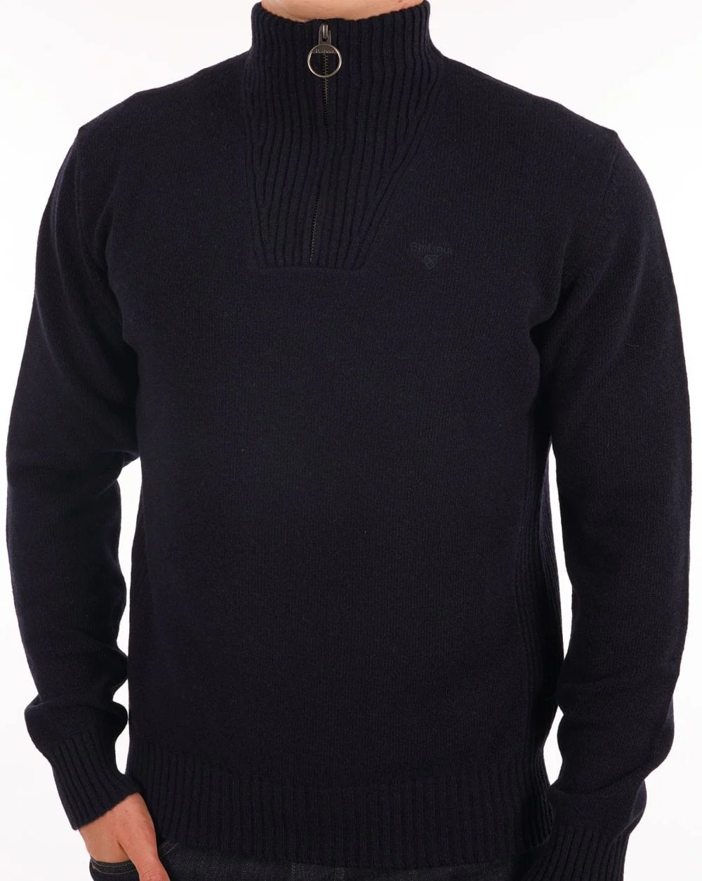 Barbour Lambswool Half Zip Navy - Image 4