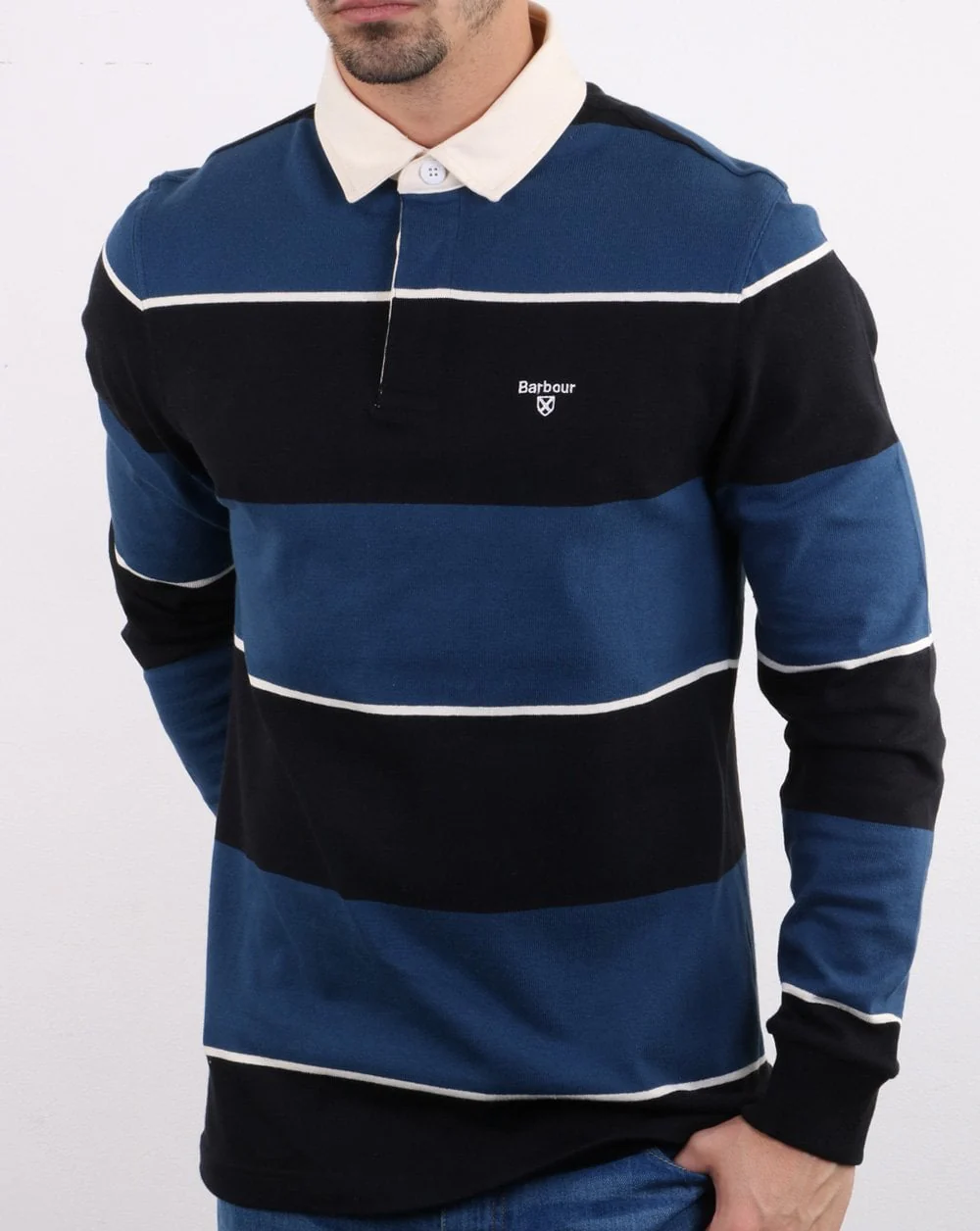 Barbour Lark Stripe Rugby Shirt Navy - Image 2