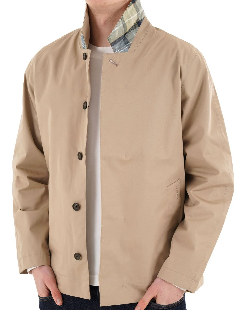 Barbour Short Rokig Waterproof Jacket Washed Stone/Highland Loch - Image 2