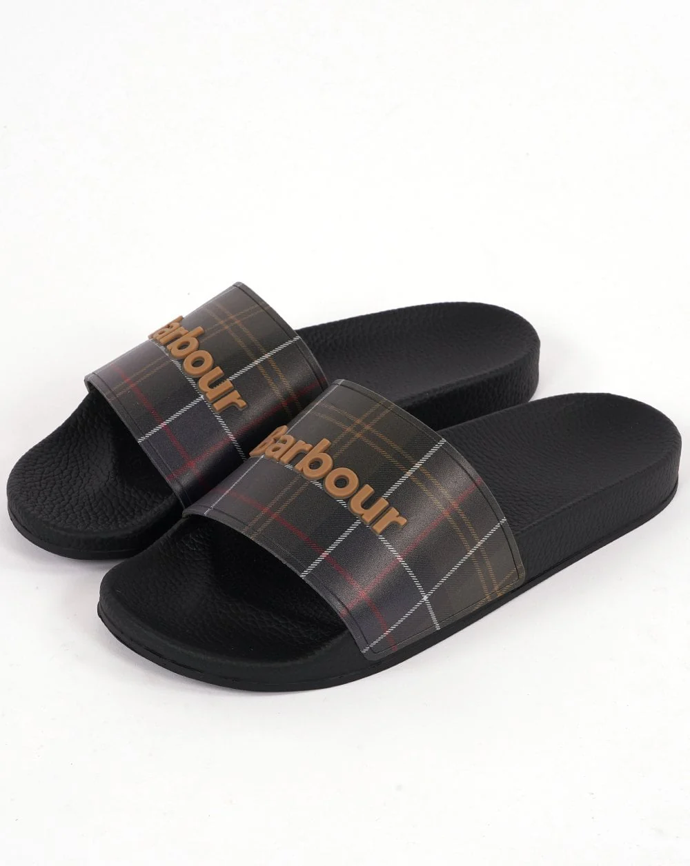 Barbour Tartan Slides Black
