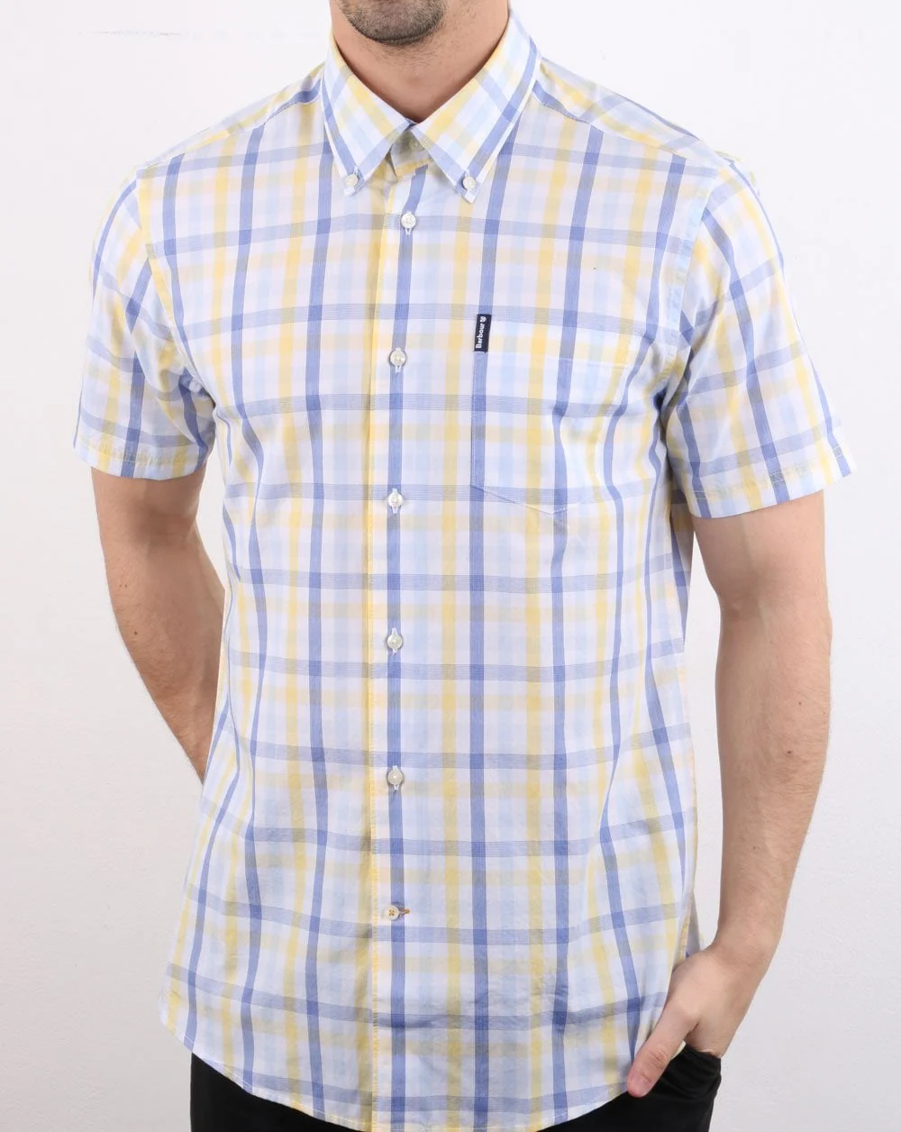 Barbour Tattersall Short Sleeve Shirt Yellow - Image 3