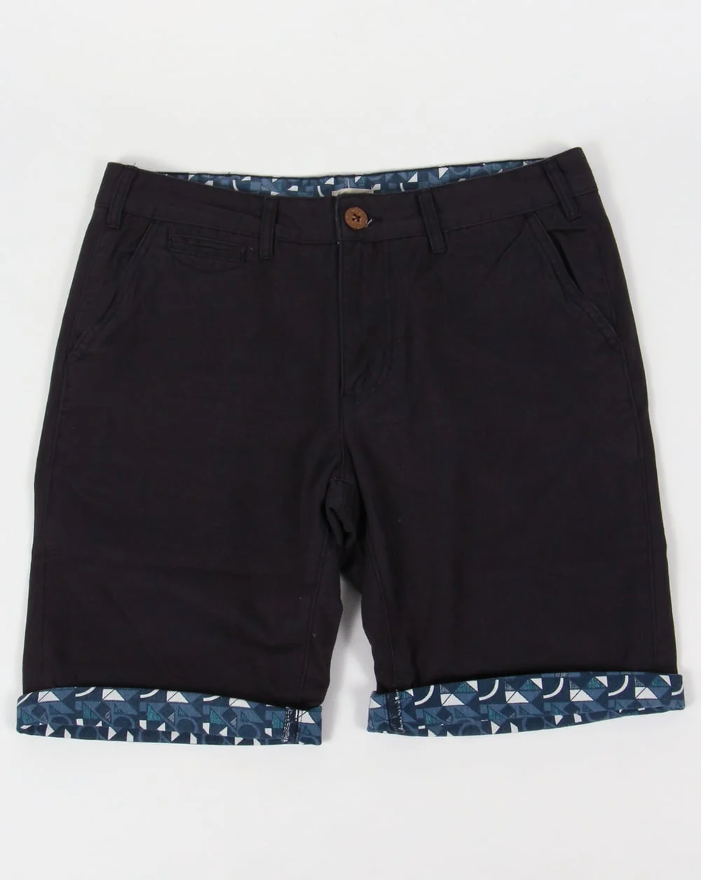 Bellfield Turn Up Printed Shorts Navy