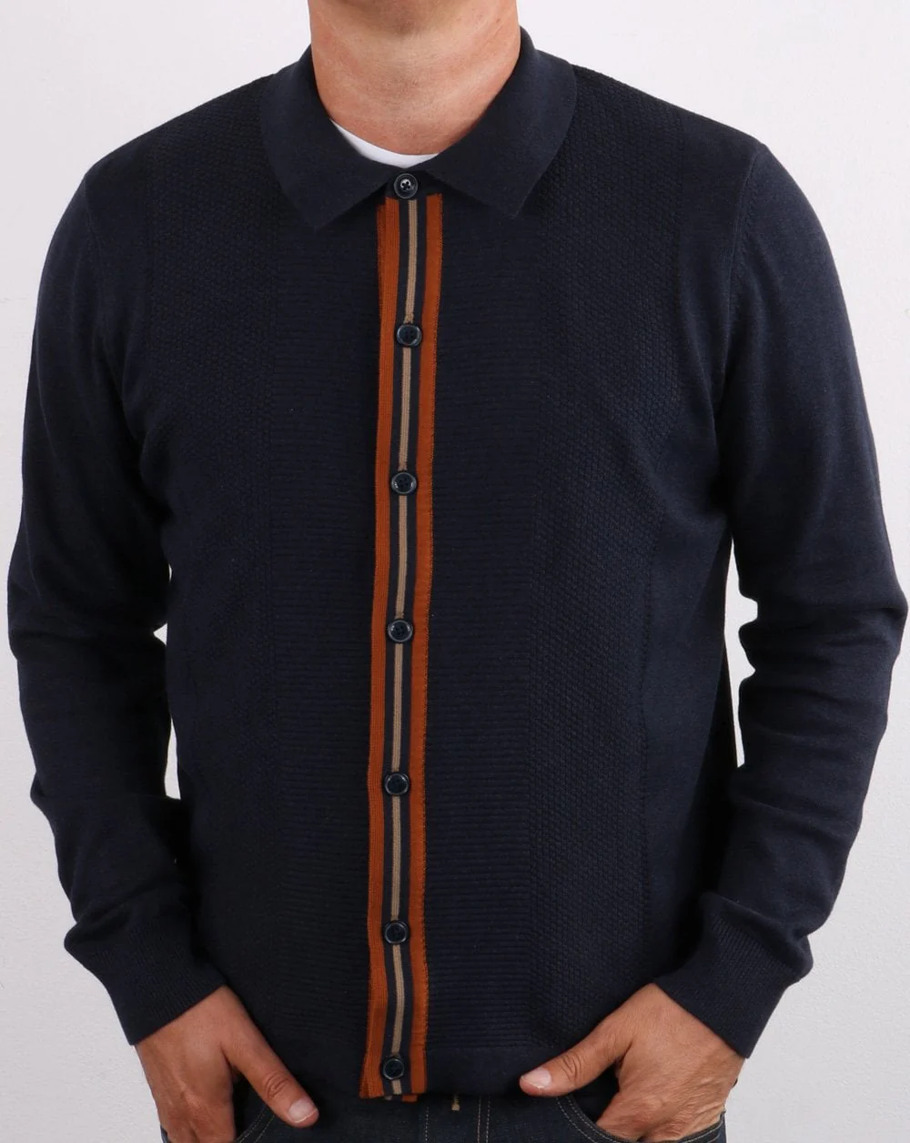 Ben Sherman Button Thru Mod Cardigan Midnight