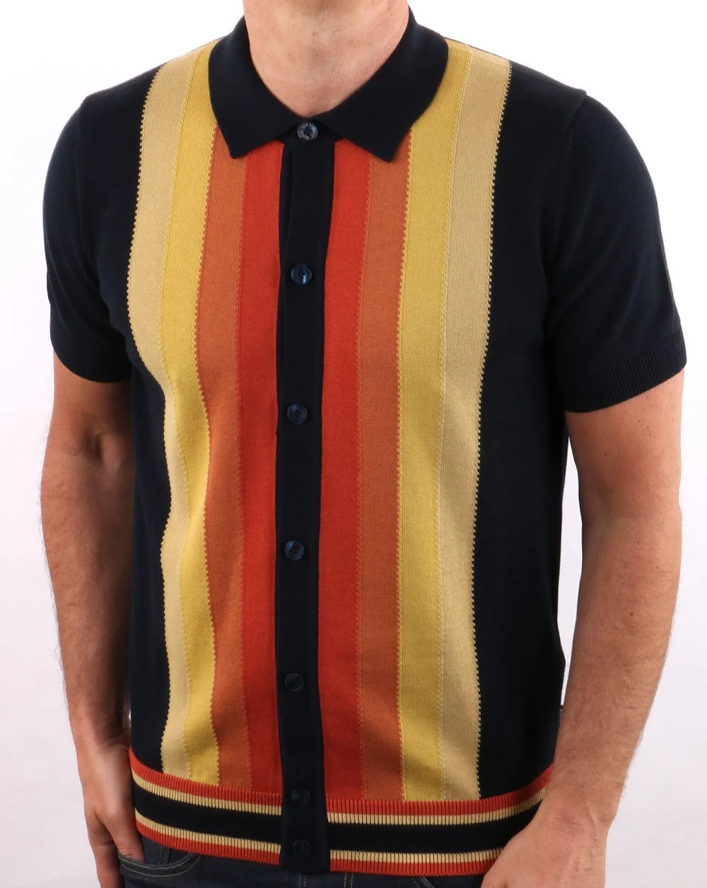 Ben Sherman Button Thru Mod Polo Dark Navy
