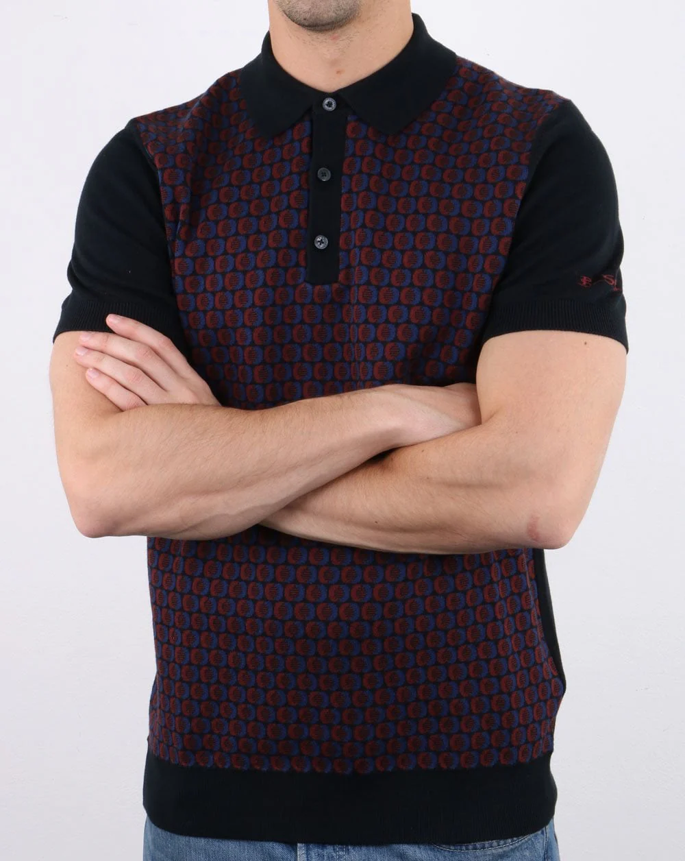 Ben Sherman Knitted Polo Shirt Black - Image 2