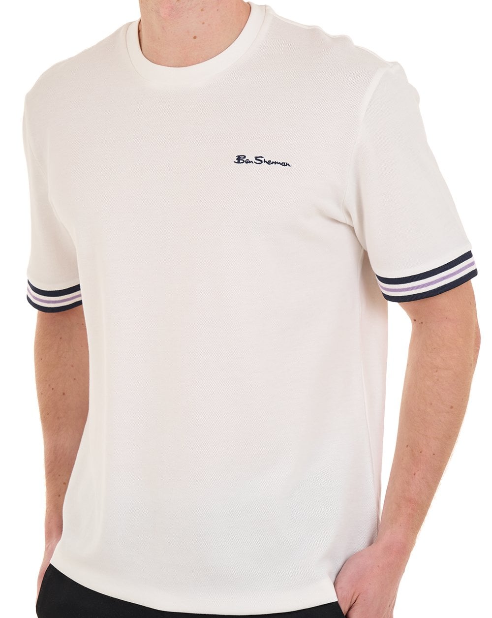 Ben Sherman Pique Tipped Tee Snow White - Image 2