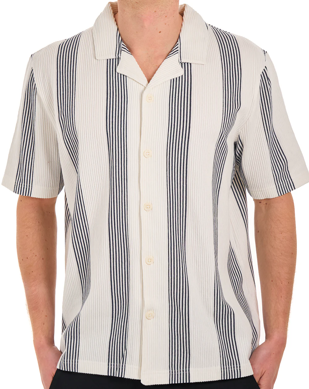 Ben Sherman TEXTURED CANDY STRIPE SHIRT Snow White