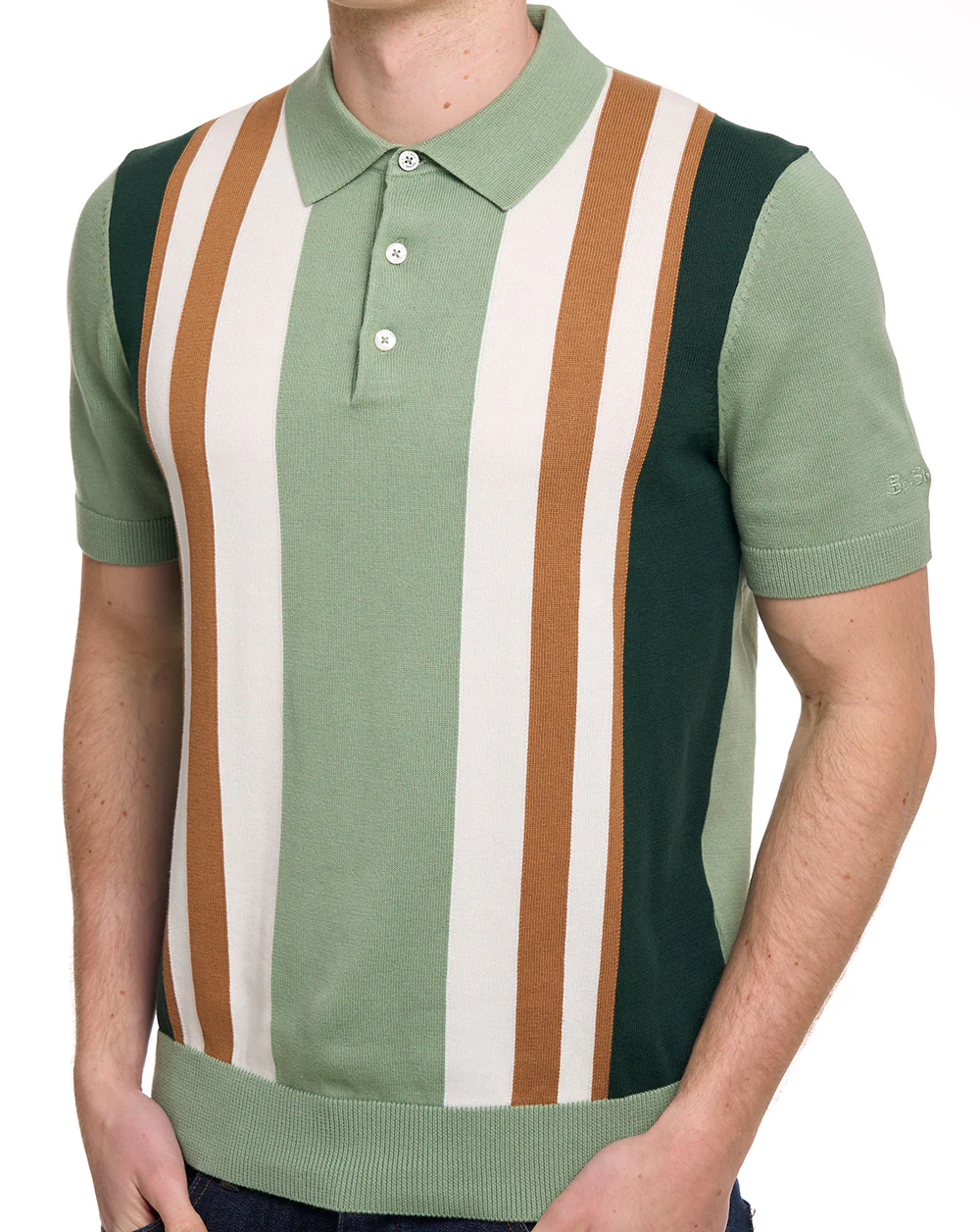Ben Sherman Vertical Stripe Polo Ivory - Image 2