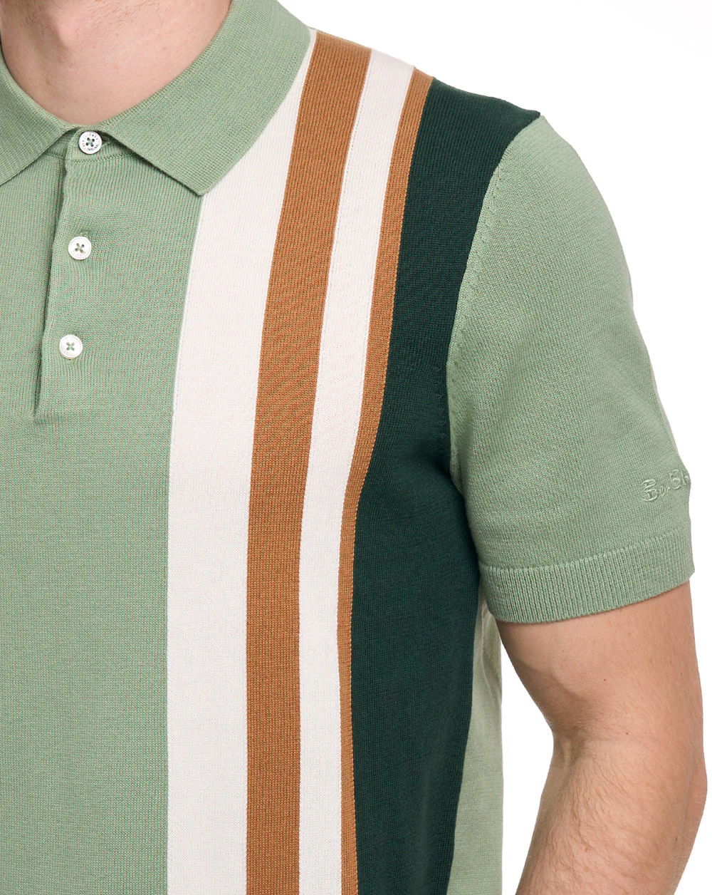 Ben Sherman Vertical Stripe Polo Ivory - Image 3