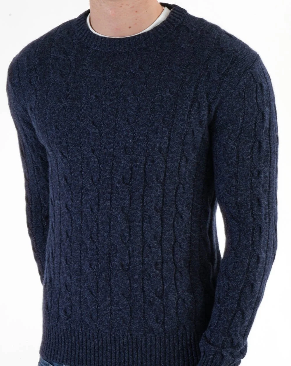 Benetton Cable Knit Jumper Navy - Image 3