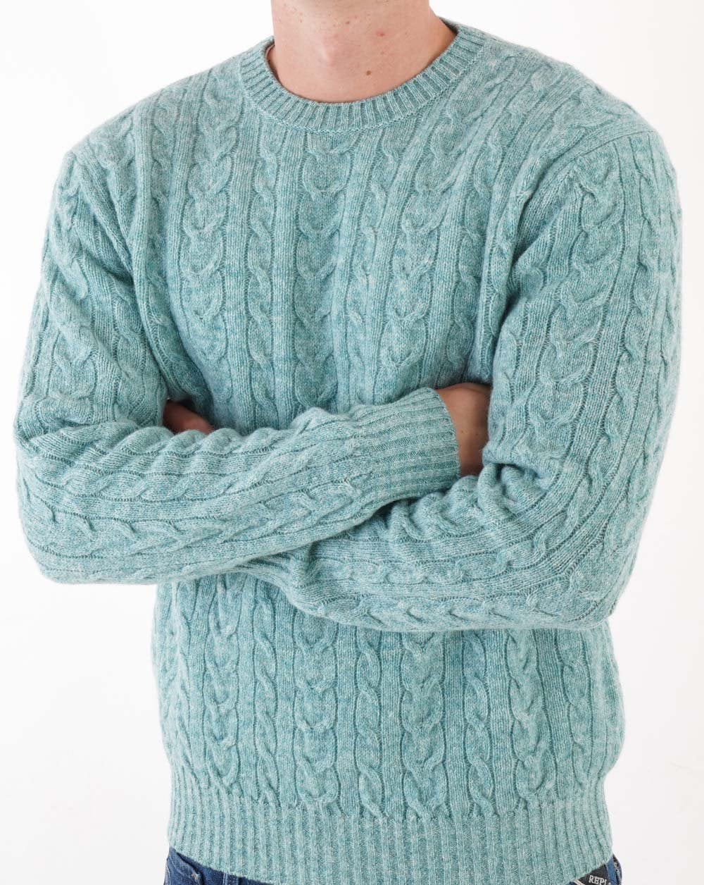 Benetton Cable Knit Jumper Sea Mint - Image 3