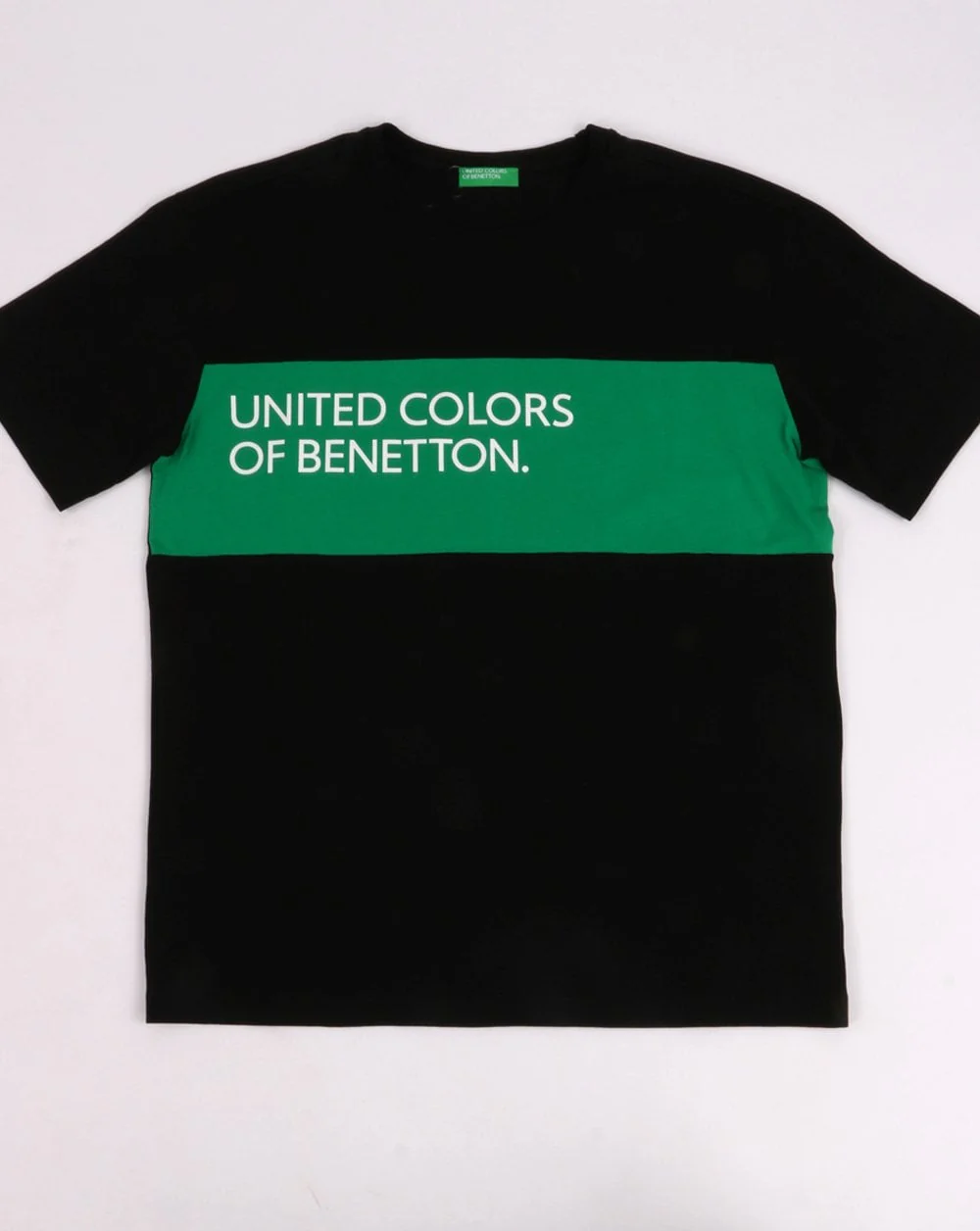 Benetton Classic Crew Tape Logo T-shirt Black