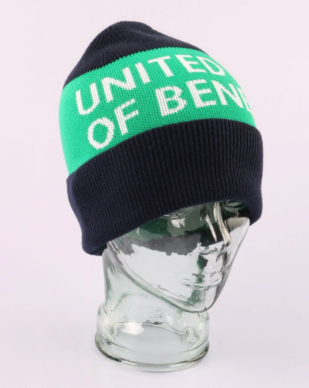 Benetton Knitted Logo Hat Navy - Image 3