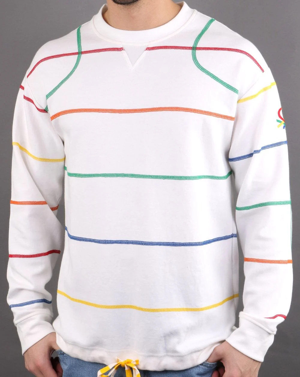 Benetton Striped Sweatshirt Off White