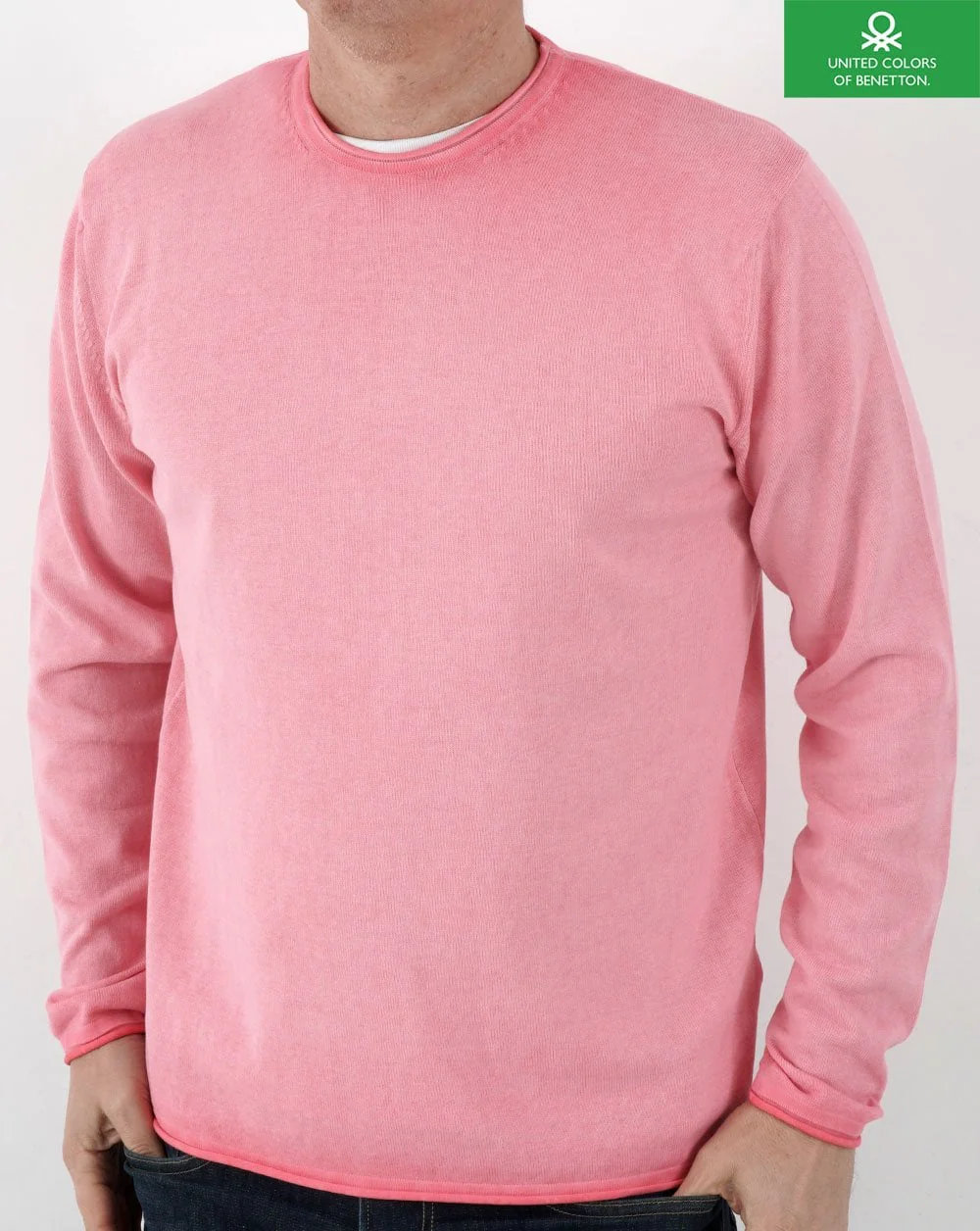 Benetton Washed Knit Jumper Pink