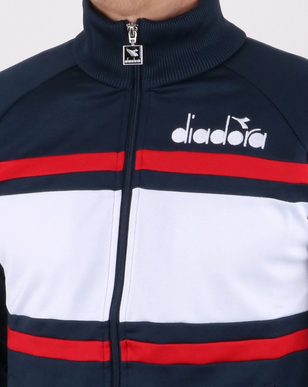Diadora 80s Track Top Blue Denim/Optical White/Tomat - Image 3