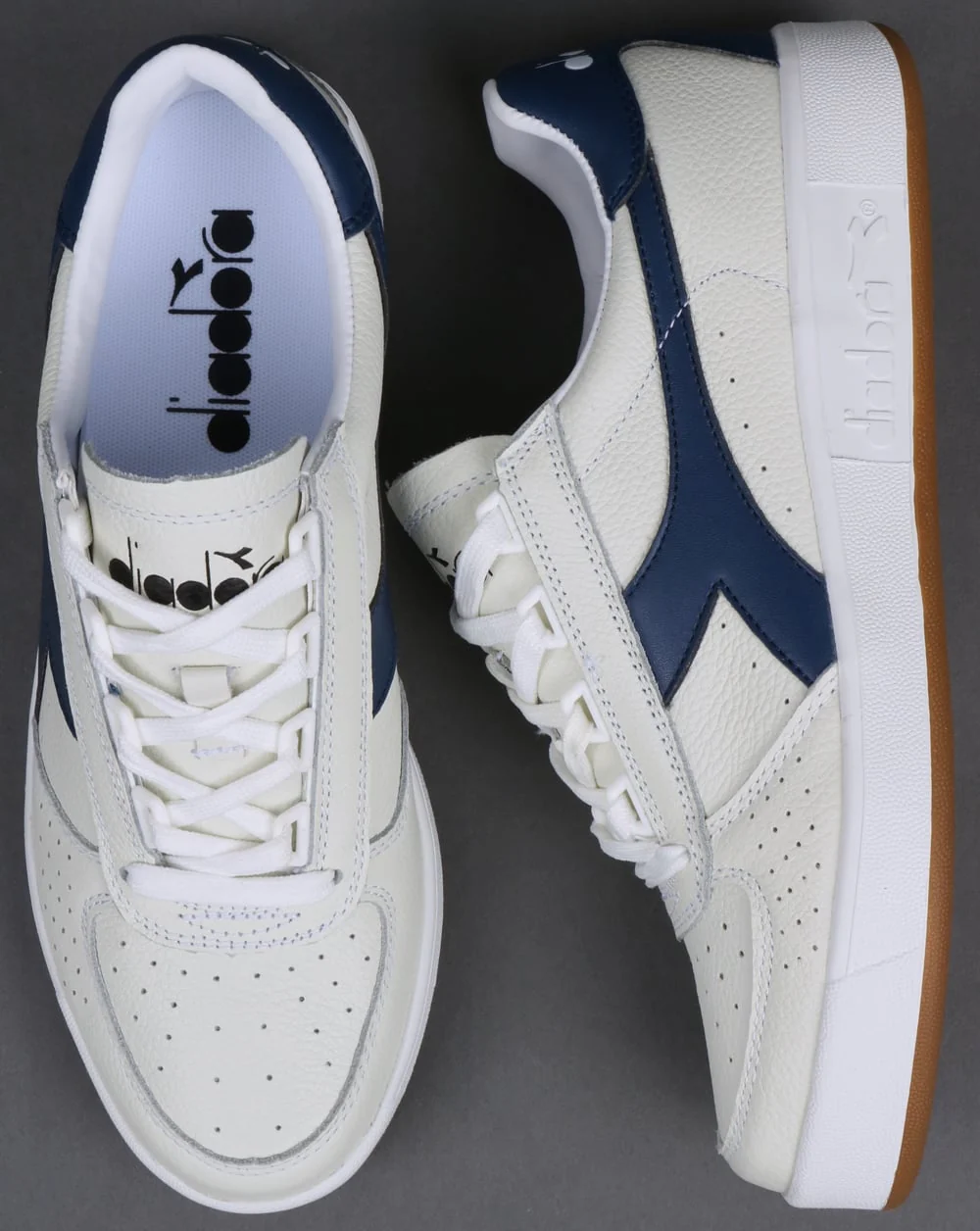Diadora B. Elite L Trainers White/Navy - Gum - Image 2