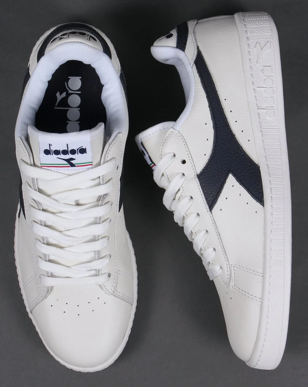 Diadora Game Low Waxed Trainers White/Navy - Image 2