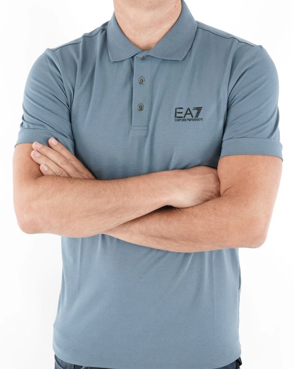 EA7 Classic Polo Shirt China Blue - Image 3