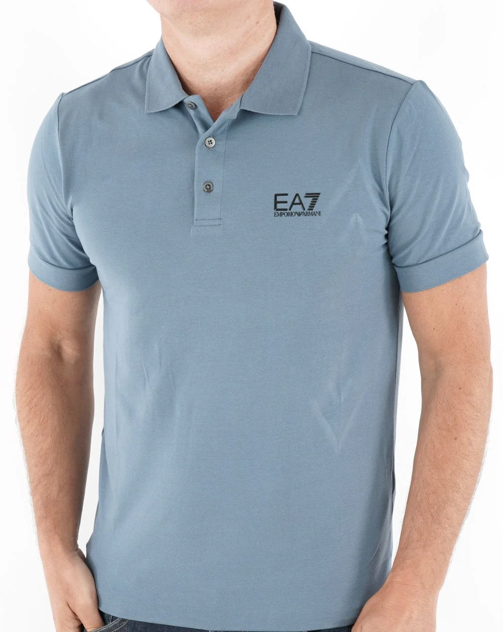 EA7 Classic Polo Shirt China Blue - Image 4