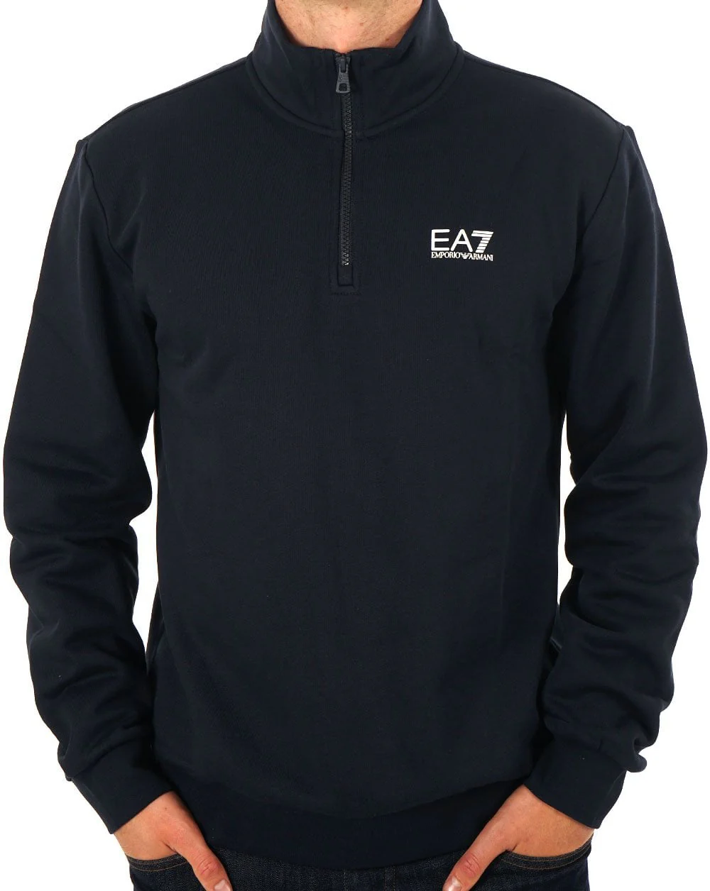 EA7 Emporio Armani 1/4 Zip Logo Sweatshirt Navy Blue