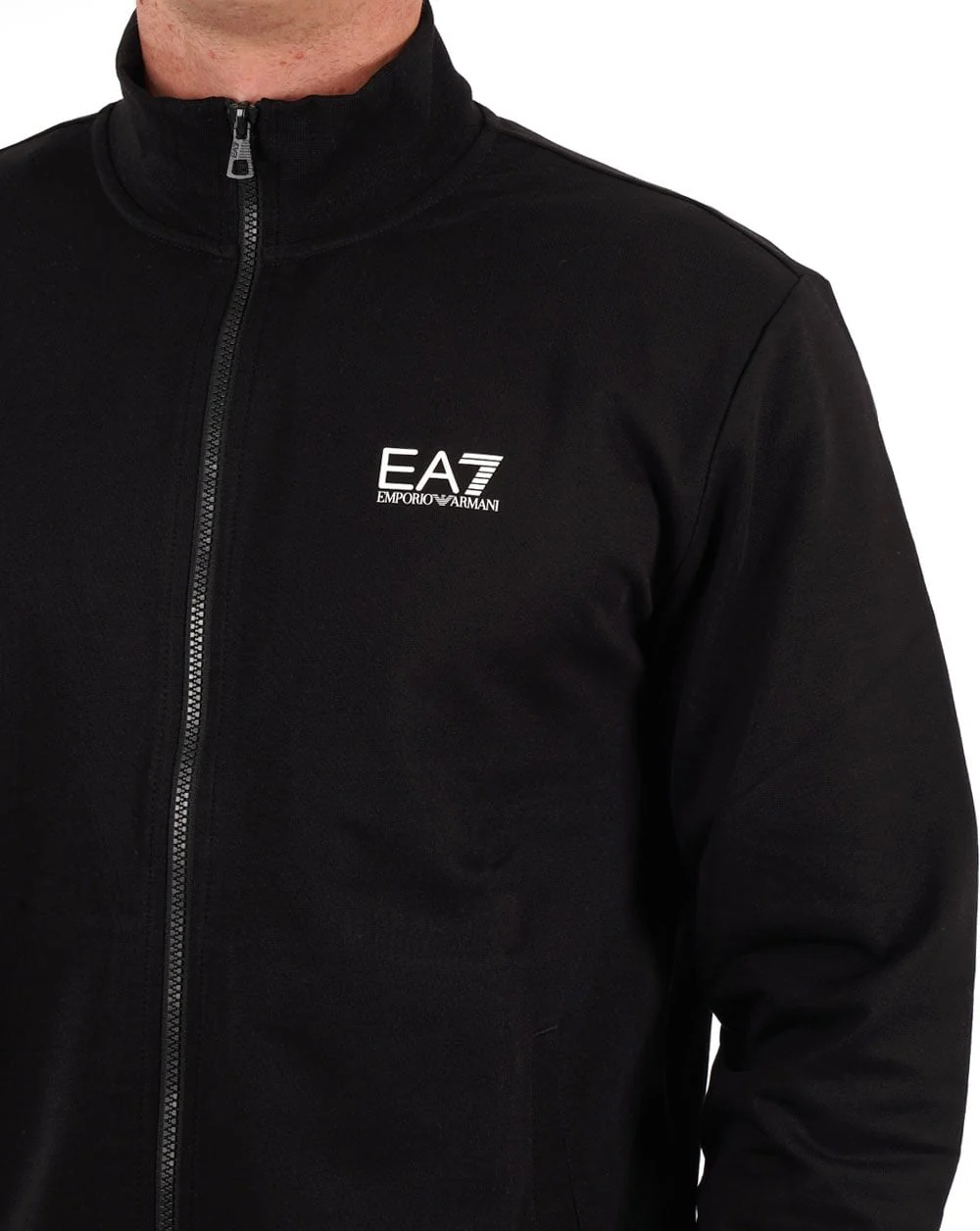 EA7 Emporio Armani Zip Thru Sweatshirt Black/White - Image 2