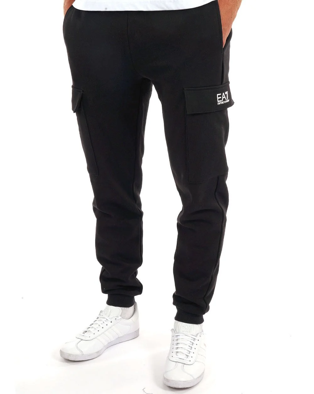 EA7 Logo Cargo Track Pant Black/White