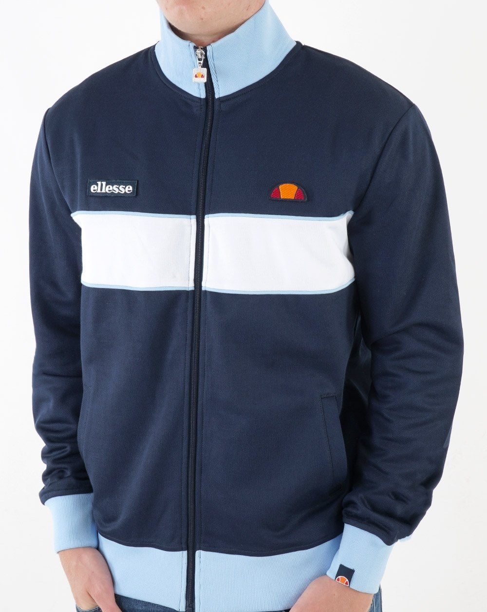 Ellesse Chest Panel Track Top Navy/ Sky - Image 3
