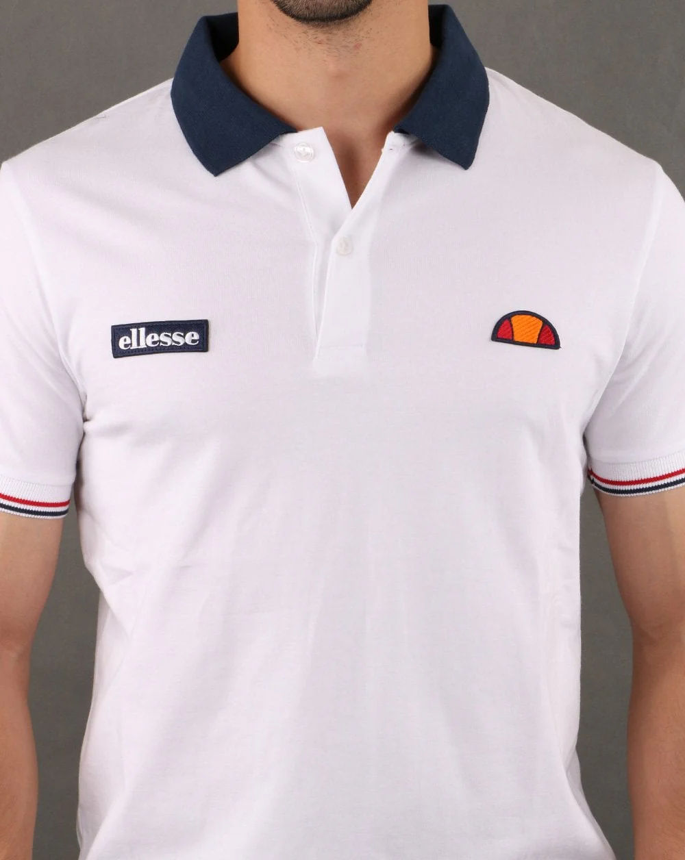 Ellesse Contrast Polo Shirt White-Navy - Image 2