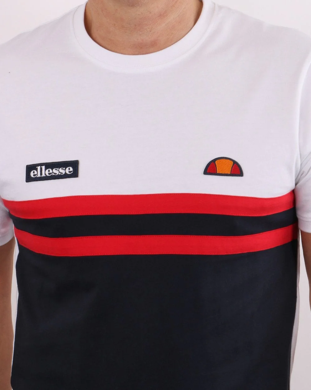 Ellesse Duo Stripe T Shirt White/navy/red - Image 2