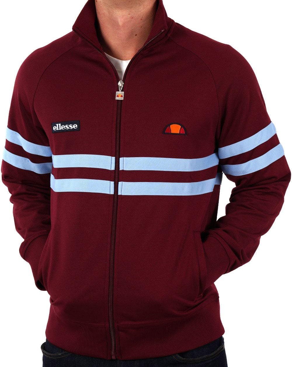 Ellesse Rimini Track Top Claret/Sky Blue - Image 3