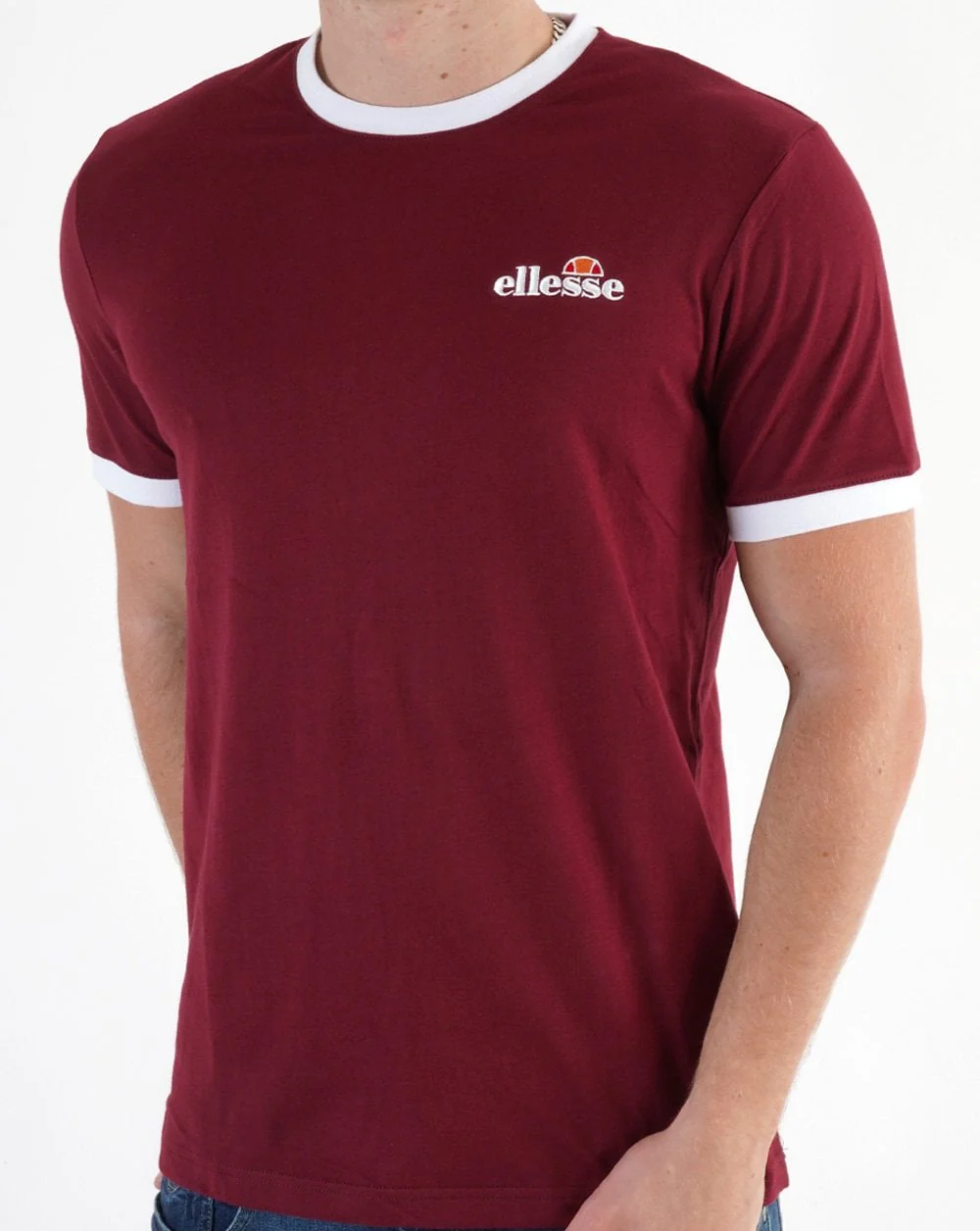 Ellesse Ringer T Shirt Burgundy - Image 3