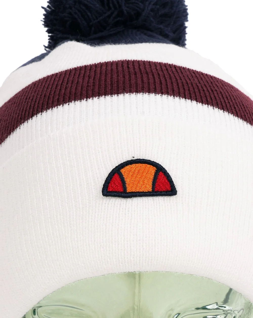 Ellesse Tanvi Pom Pom Beanie White/Navy/Burgundy - Image 2