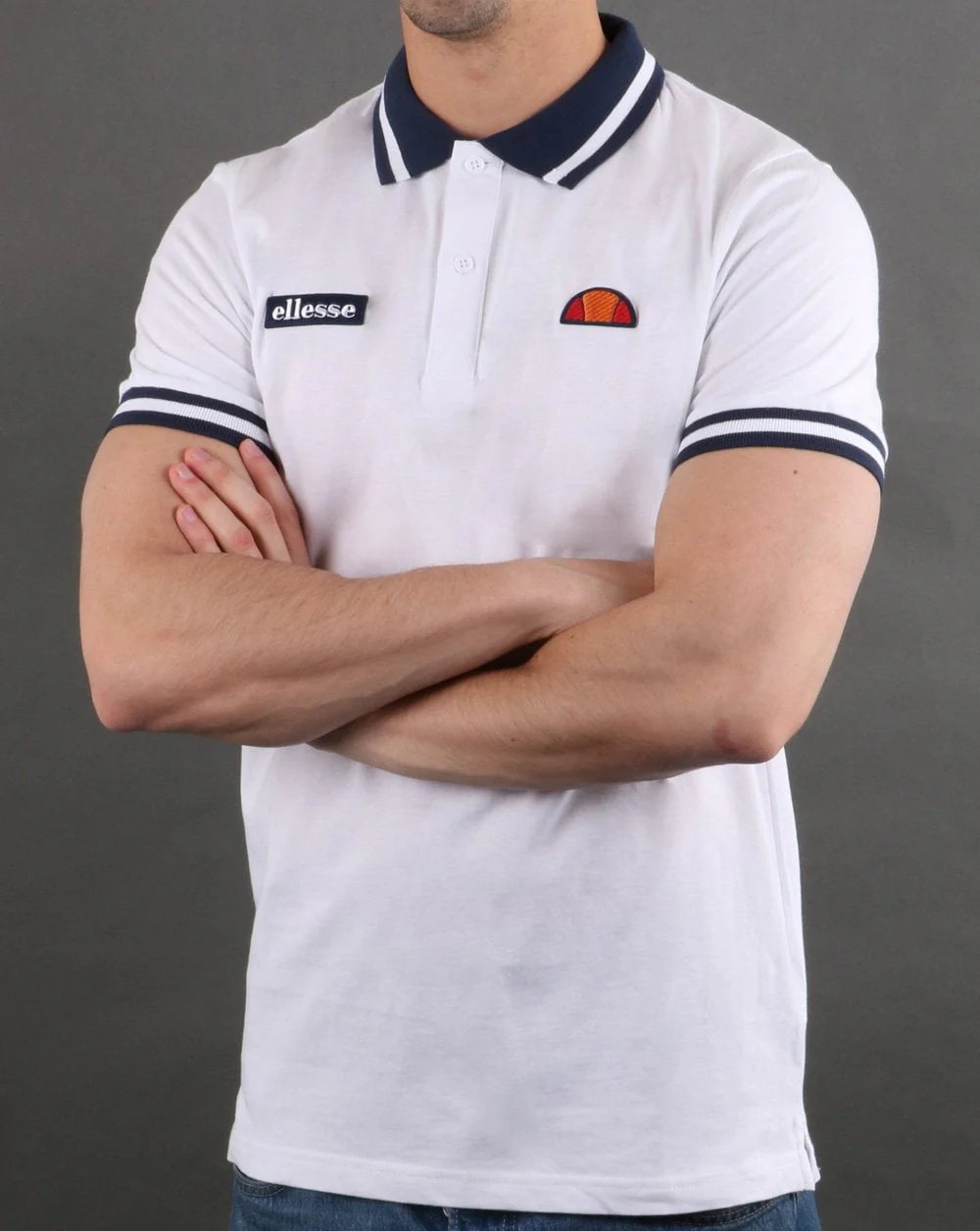 Ellesse Tipped Polo Shirt White - Image 3