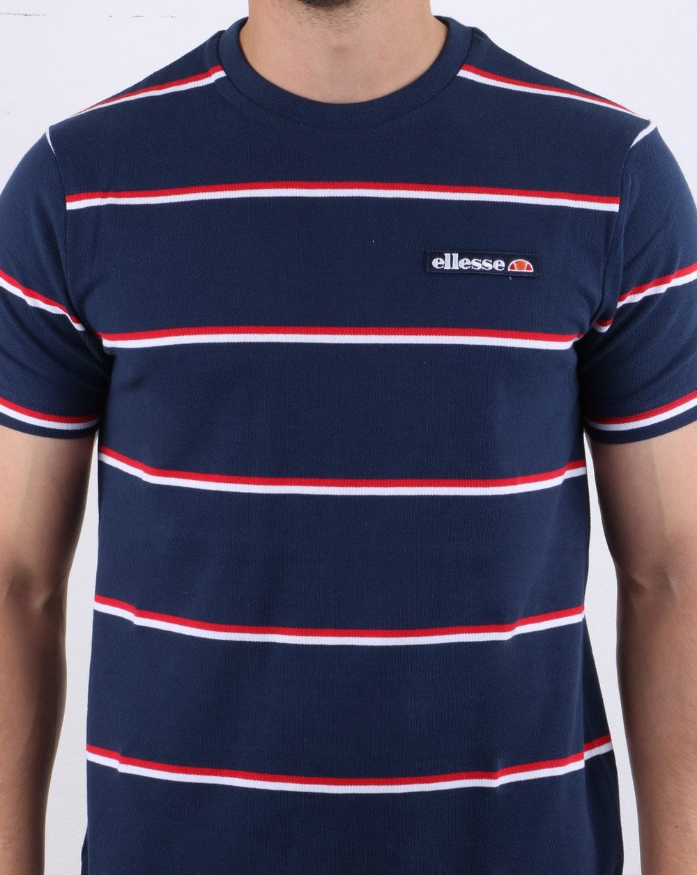 Ellesse Twin Stripe T Shirt Navy - Image 4