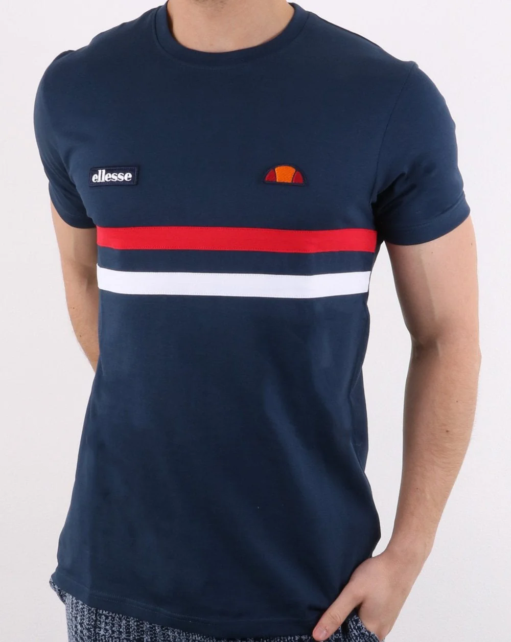 Ellesse Two Stripe T Shirt Navy - Image 2
